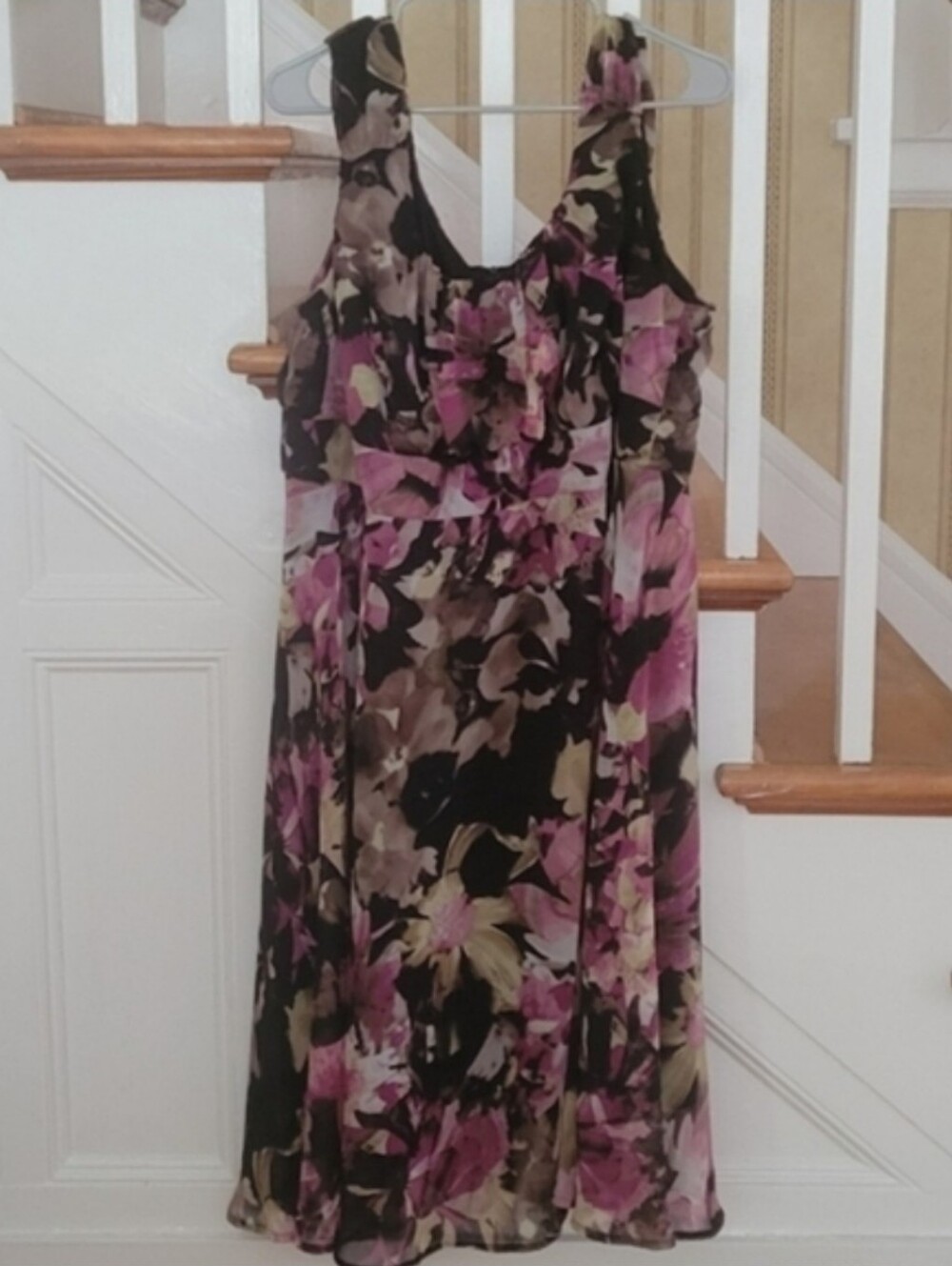 DRESS BARN Floral Black and Pink Dress Plus Size 22 - Picture 3 of 8